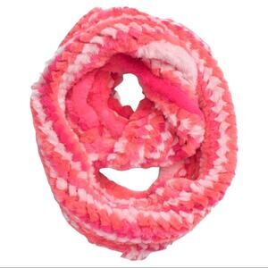 Jocelyn Knitted Faux Fur Infinity Scarf Multi Pink Shades New With Tags